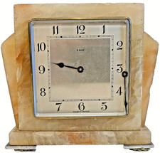 French Antique Onyx Architectural Mantel Clock 8 Day Super Movement Needs Repair