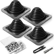 Metal Roof Vents Flashing, Roofing Boots Kit for Houses Fits Pipe Od 1/4" ...