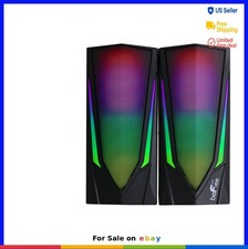 Computer Gaming Speakers 2.0 RGB LED Lights USB Powered Desktop Laptop with