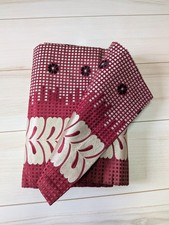 Japanese Vintage Nagoya Obi Kimono Belt Silk Wine Red Beige Embroidery