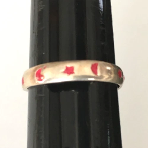 Vintage Ring tested 925 STERLING SILVER Size 5 Adjustable Star Moon Band lot y