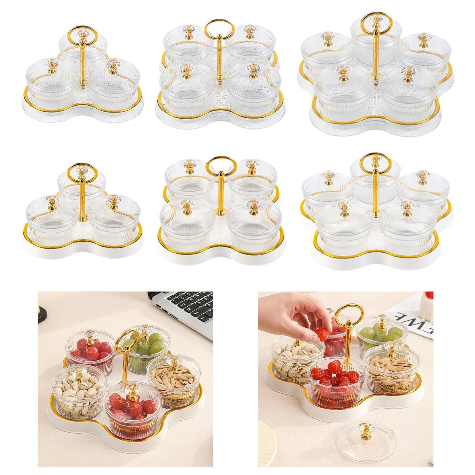 Dried Fruit Snack Serving Tray Divided Serving Tray with Lid Food Storage