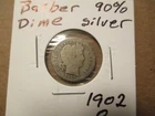 Barber Dime,  1902- O, U.S. Coin, 90% Silver!! #4