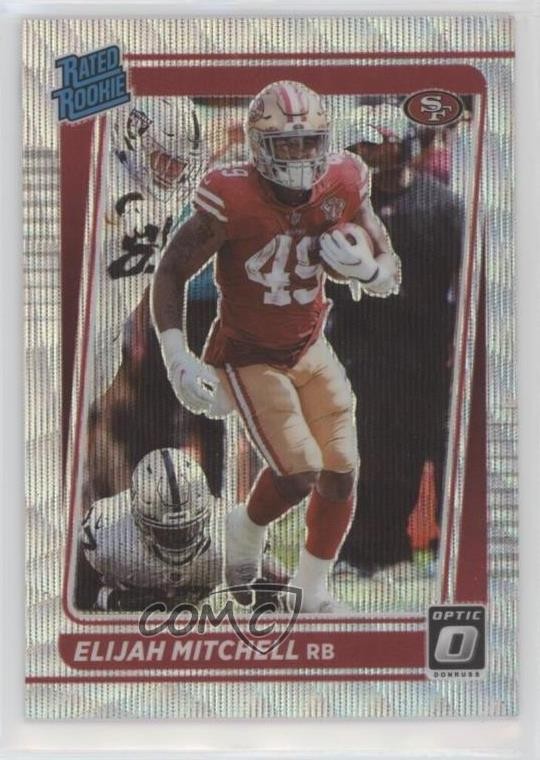 2021 Panini Donruss Optic Rated Rookie Wave Prizm /299 Elijah Mitchell #291 0nr3