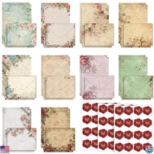 160 Pack Stationery Paper Set with Envelopes, Stickers, Vintage Floral Design