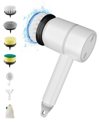Cordless Electric Spin Scrubber 3 Adjustable Speeds Cleaning Brush 4 Replaceable