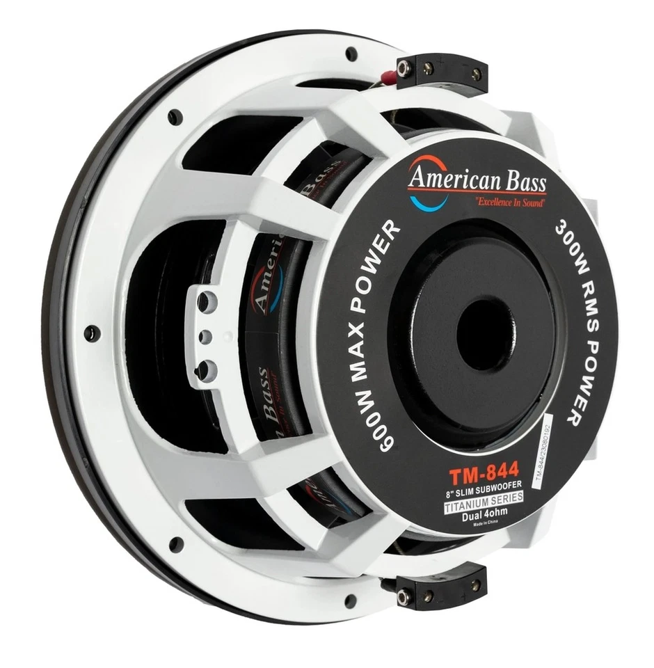 AMERICAN BASS TITANIUM 8” SLIM 300W RMS SHALLOW-MOUNT 4-OHM DVC SUBWOOFER SUB D4 - Image 3 of 4