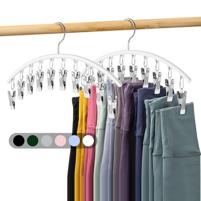 Metal Hanger for Leggings and Pants, 2 Pack Closet Organizer with 10 Clips