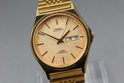 Vintage 1990s [Exc+5] Citizen Forma 5500-F51391 Gold Quartz Men s Watch JAPAN