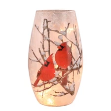 Christmas Lighted Cardinal Indoor Decorations, Crackle Glass LED Light up Car...
