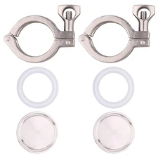 DERNORD 2 Pack Tri Clamp Sanitary Fitting SS304 1.5 Inch