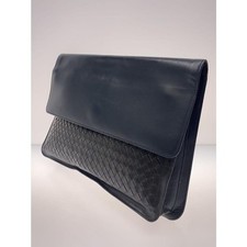 Autentica pochette BOTTEGA VENETA Intrecciata in pelle Navy Made in Italy