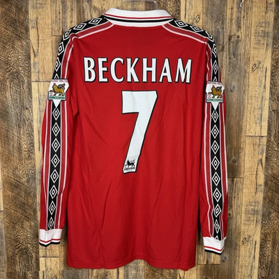 #ad Manchester United 1999 00 Home Soccer Long Sleeve Jersey BECKHAM #7 Umbro $54.99