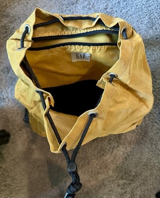 Vtg 90s Y2K Gap Mustard Yellow Rucksack Nylon Grunge School