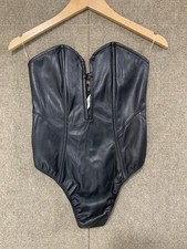 Victoria's Secret Satin Lace Up Black Corset Hook Closure Size M Strapless