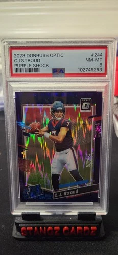 2023 Donruss Optic - Rated Rookie C.J. Stroud #244 Purple Shock Prizm (RC) PSA 8