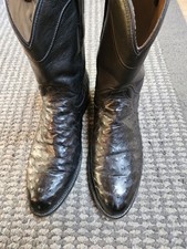 Tecovas Black Ostrich Roper Calf High Cowboy Boots 14ee Men's