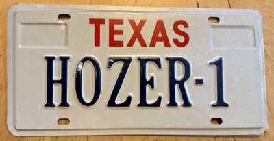 TXS VANITY AUTO  LICENSE PLATE '' HOZER 1 '' TX HOSER CANADA CANADIAN HOSE 