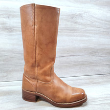 VTG Frye Campus 14L Boots Women 9.5 Saddle Brown Square Toe Western MADE IN USA