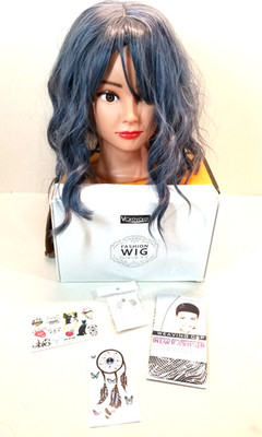 VCKOVCKO Color Short Bob Premium Fashion Wig Wavy 12'' Mixed Blue Cosplay Fashion