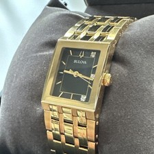 Bulova Women's Marc Anthony Quadra Black Dial Watch - 97P167