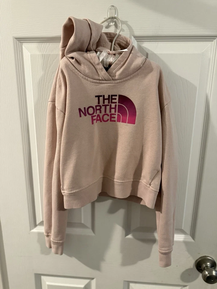 The North Face Hoodie Girls M Medium Pink Dome Fleece Line Pullover Pouch Pocket - Image 2 of 4