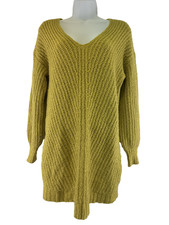 American Eagle Chartreuse Yellow Sweater Dress Tunic V-Neck Pullover Womens XS