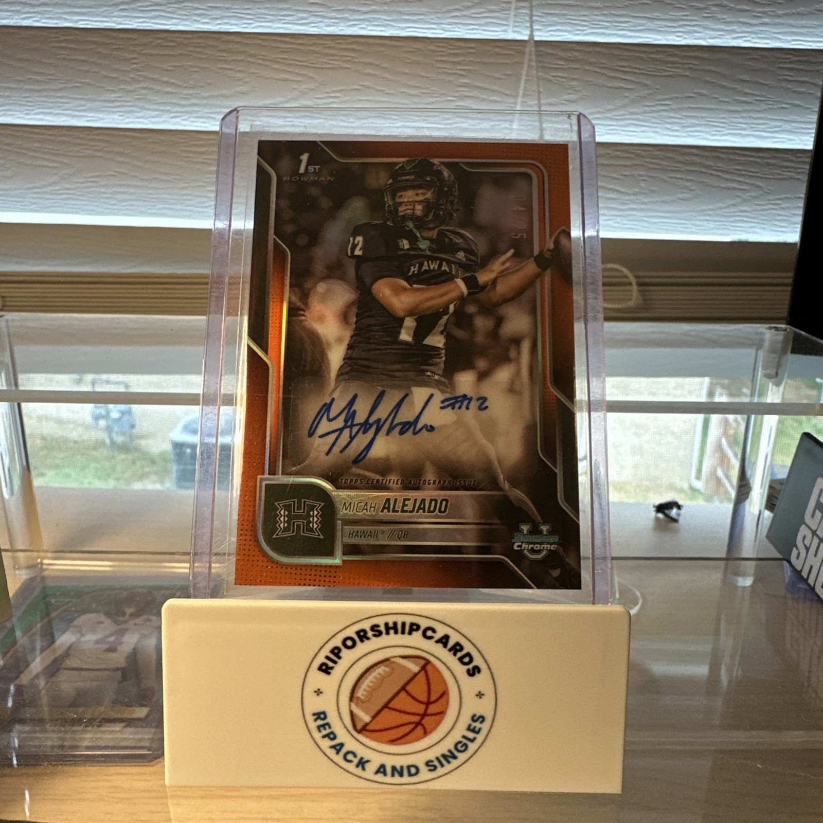 2025 Bowman University Chrome Micah Alejado Orange Refractor Auto /25 1st Bowman