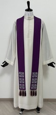 Stola viola lurex con croce barocca argentata (nappe bicolore) (14)