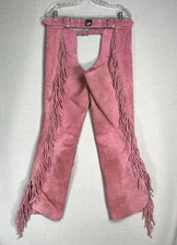 VINTAGE Whitman Pink Leather Suede Fringe Riding Chaps Western Ladies Cute USA
