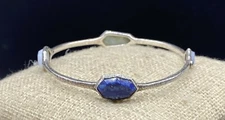 SILPADA-Sterling Silver 'Starry Night' Chalcedony Lapis Bangle Bracelet B3076