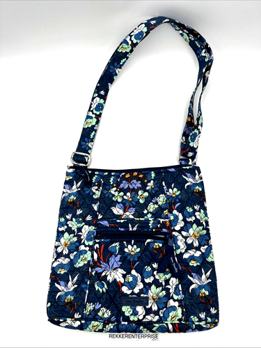 Vera Bradley Umhängetasche Crossbody FLORAL BLAU Handytasche. KOSTENLOSER VERSAND!P