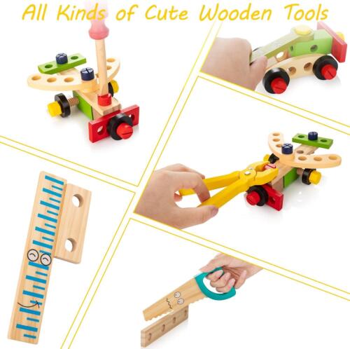 KIDWILL Tool Kit For Kids, Wooden Toddler Tools Set Including Tool Box And DIY 3 - Picture 4 of 8