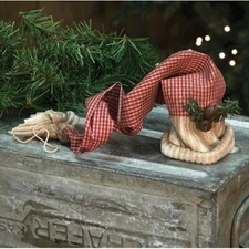 Set of 2 ~ Elf HAT ORNAMENT Christmas Tree Topper Buffalo Plaid Check Primitive