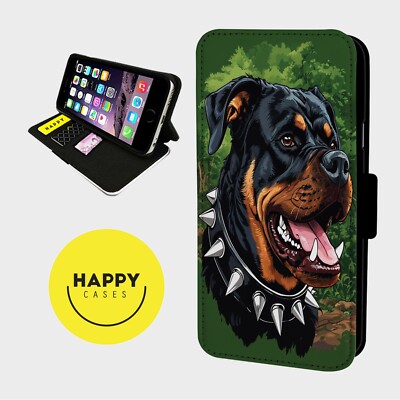 ROTTWEILER NIETENHALSBAND - Kunstleder Flip Handyhülle - iPhone/Samsung