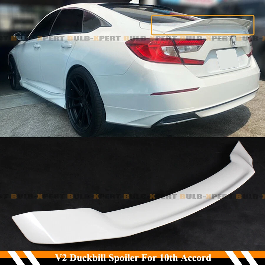 FOR 18-2021 ACCORD JDM V2 PLATINUM PEARL WHITE HIGH KICK DUCKBILL TRUNK SPOILER - Image 2 of 4