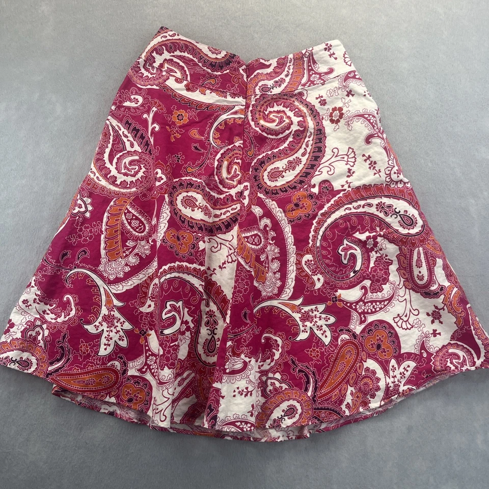 Falda midi Liz Claiborne Swing para mujer 4 rosa cachemira lino algodón divertida festiva Foto 2 de 4