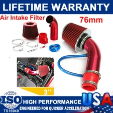 Car Cold Air Intake Filter Induction Kit 3" Pipe Aluminum Power Flow Hose System