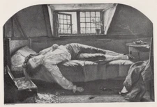 VICTORIAN MOURNING - Tragic Romance Young Poet Death 1894 Antique Engraving