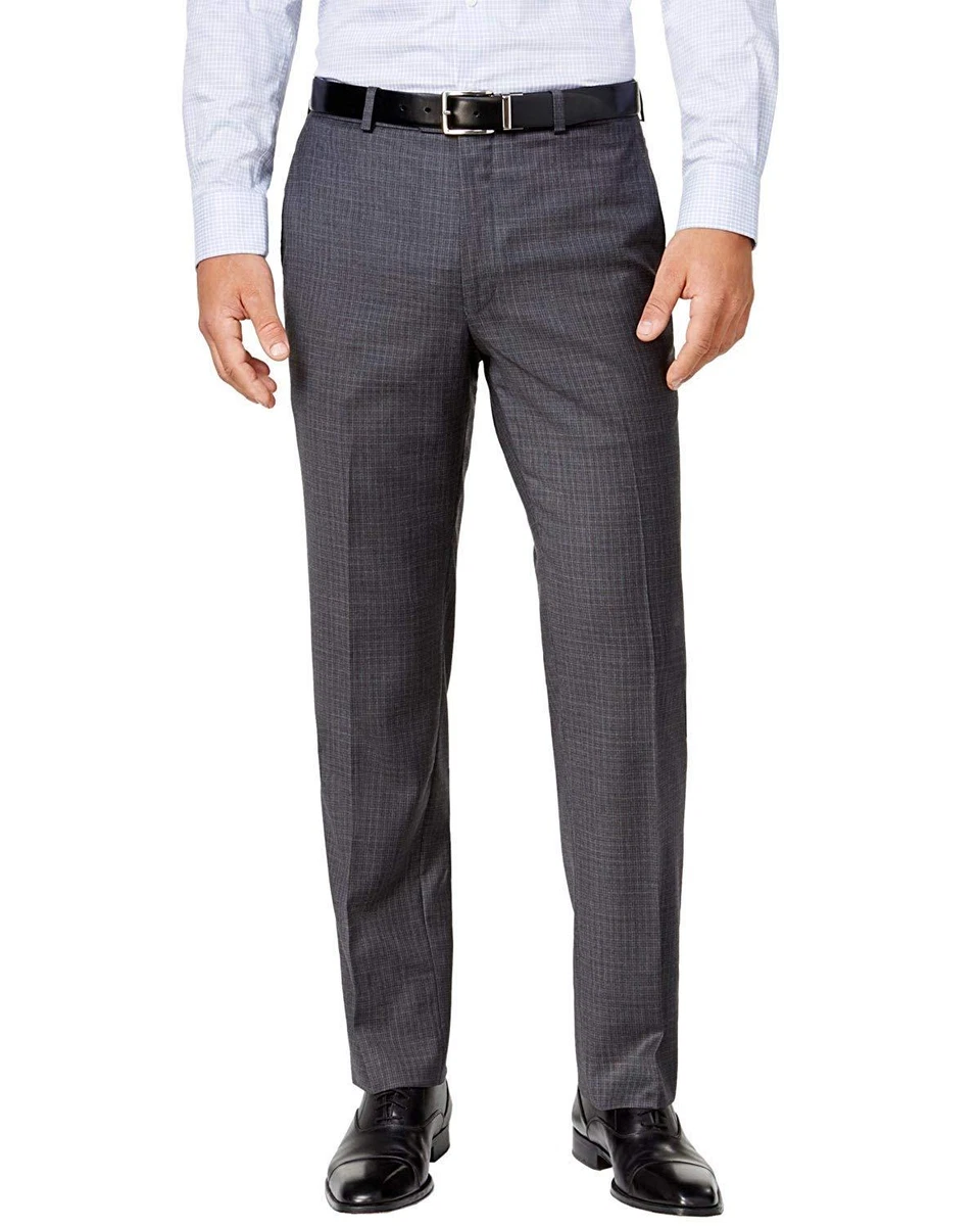 200 Michael Kors 42w Men S Gray Red Check Wool Flat Front Dress Pants Trousers