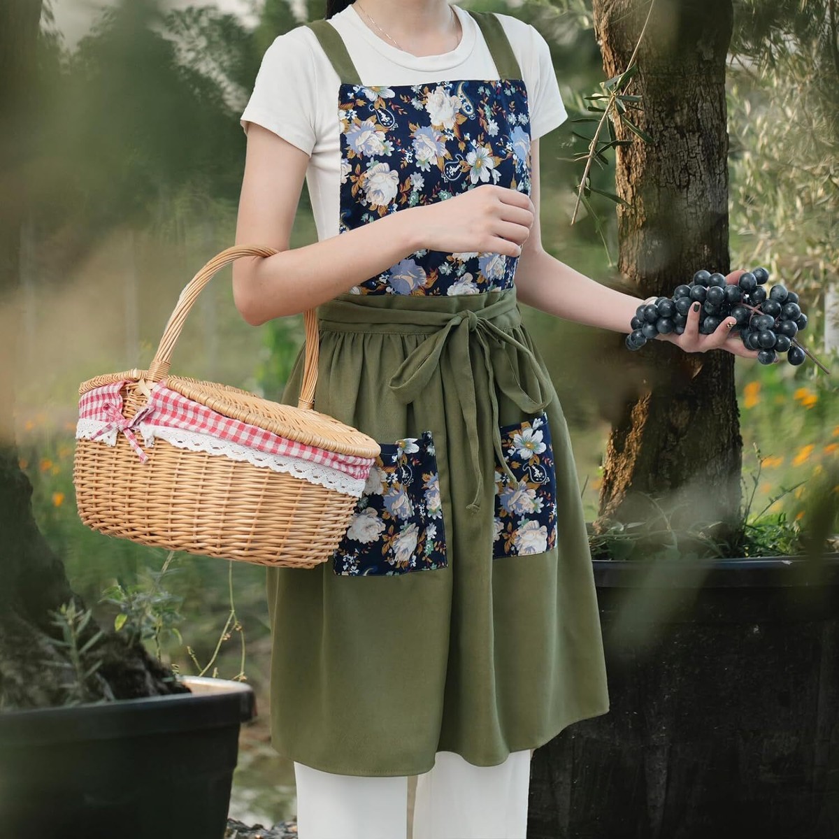 Pinknoke Vintage Pinafore Apron Dress for Women with Pockets Cute Olive  Green | eBay