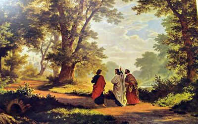 The Road To Emmaus Canvas Painting Christ Journey Way Poster Swiss Oil Print