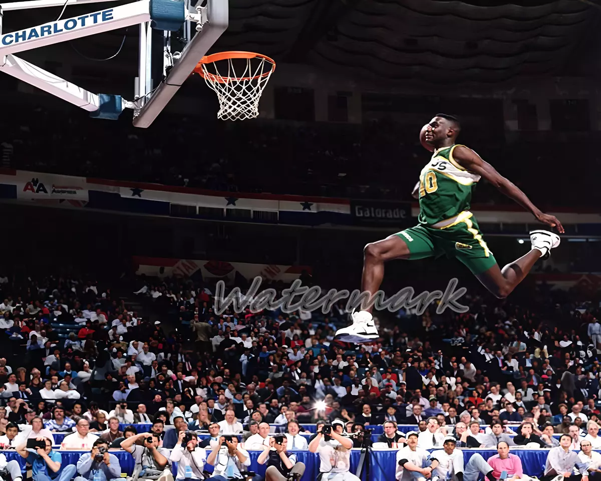 NBA Slam Dunk Contest Shawn Kemp Seattle SuperSonics Color 8 X 10 Photo  Picture