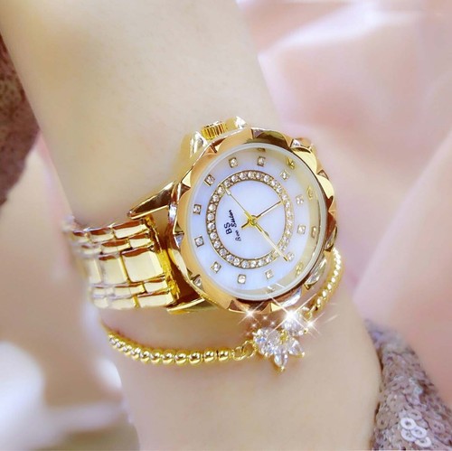 Diamond Luxury Women Watch Round Face Stylish Gold Women's Wrist Watch - Picture 3 of 6