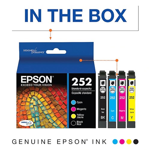Original Epson 252XL or T252 Ink Cartridge Black /Color for WF-3620 3640 7110 - 第 16/16 張圖片