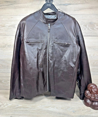 WILSONS M. Julian Mens Brown Leather Motorcycle Cafe Racer Moto Biker Jacket XXL