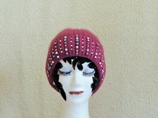 Adjustable Beaded Beanie Cap, Knitted Beanie Hat for Women with beads