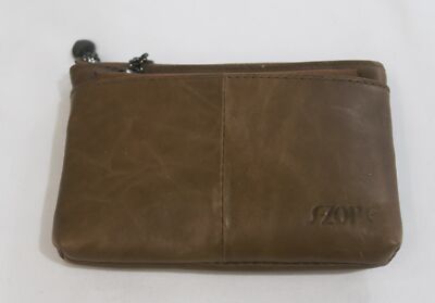 S-Zone Women's Triple Zip Up Soft Cowhide Coin Pouch DG4 Vintage Lt. Brown Mini 