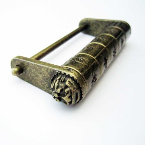 Vintage Antique Chinese Old Style Jewelry Chest Box Code Password Lock Padlock - Picture 8 of 10