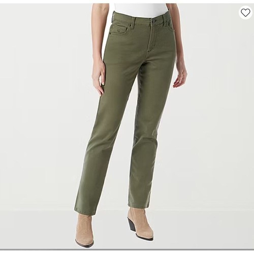 Gloria Vanderbilt Jeans Womens 12 Green Amanda Twill Straight-Leg Slimming NWT